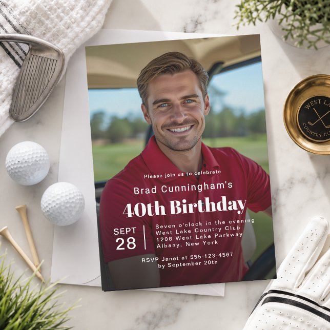 Golf tema 40-årsfest foto inbjudningar (Skapare uppladdad)