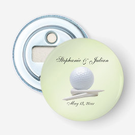 Golf tema bröllop Gröna namn och datum Flasköppnare