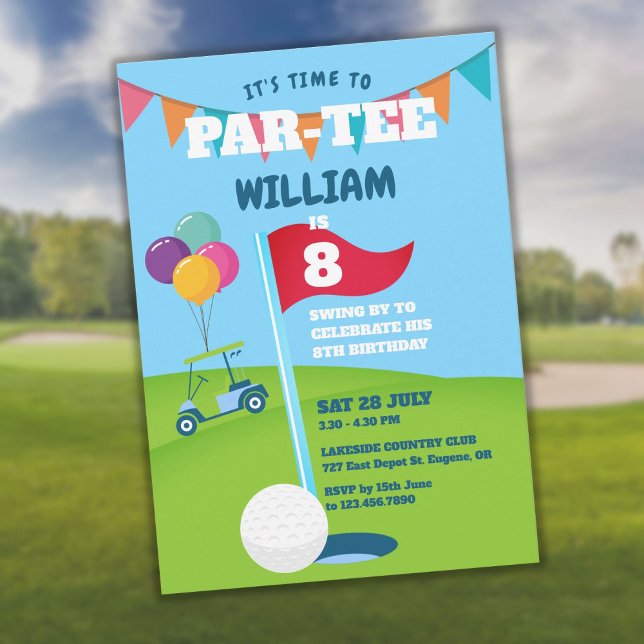 Golf tema födelsedagsfest firande inbjudningar (Golf Theme Birthday Party Partee Invitation)