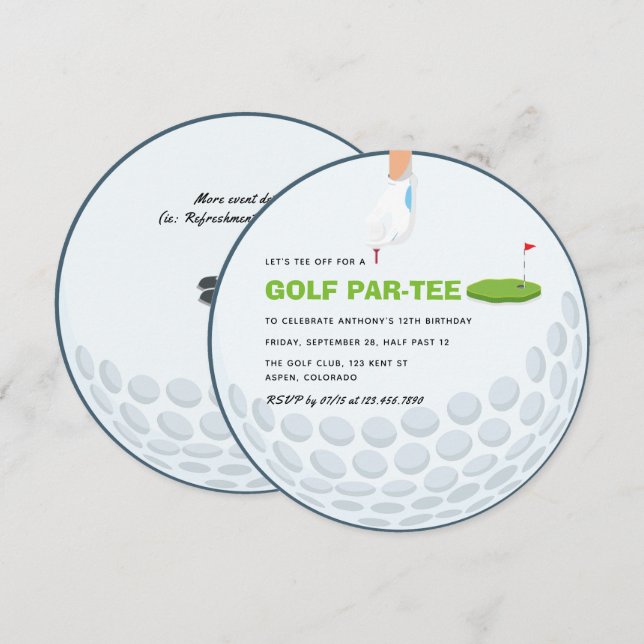 Golf Tema Födelsedagsfest Inbjudningar (Fram/baksida)