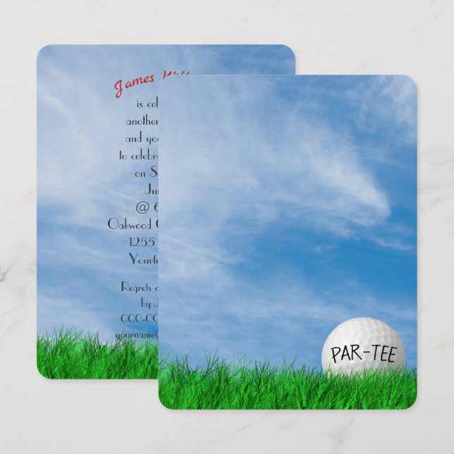 Golf tema födelsedagsfest inbjudningar (Fram/baksida)