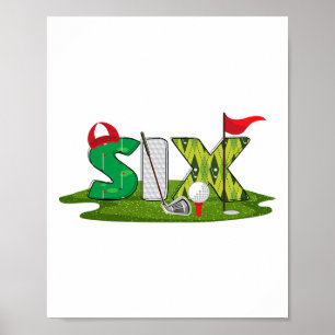 Golf-tema för 6e-födelsedag 6 år gammal barnsport poster