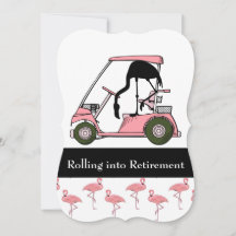 Golf tema pensionsfest golfkärra flamingo