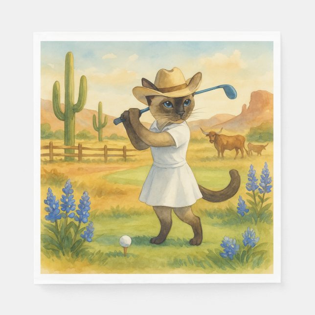 Golf Texas Birthday Themed for Cat Lovers  Pappersservett (Framsidan)