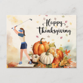 Golf Thanksgiving Autumn Hälsning för Golfer Helg Vykort