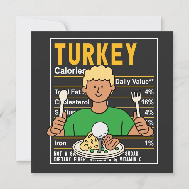 Golf Thanksgiving golfer eat boll kalkon lustig Julkort (Framsida)