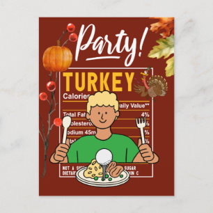 Golf Thanksgiving golfer eat boll kalkon lustig Vykort