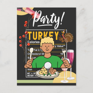 Golf Thanksgiving golfer eat boll kalkon lustig Vykort