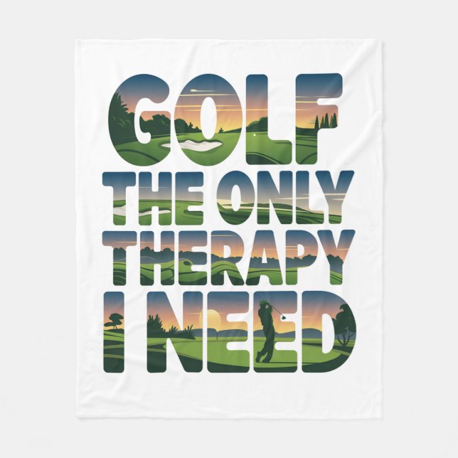 Golf the Only Therapy, Trendig Fleecefilt (Framsidan)