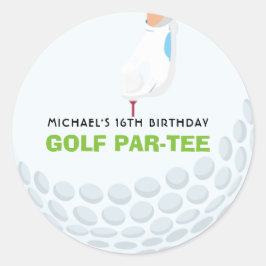 Golf Théed Birthday Classic Round Sticker Runt Klistermärke