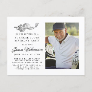 Golf Theme 100:e överPRISE-Födelsedagsfest - foto Inbjudan Vykort