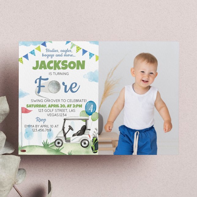 Golf Theme 4e födelsedagen-partiets inbjudan (Skapare uppladdad)