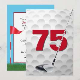 Golf Theme 75:e Födelsedagsfest Inbjudningar