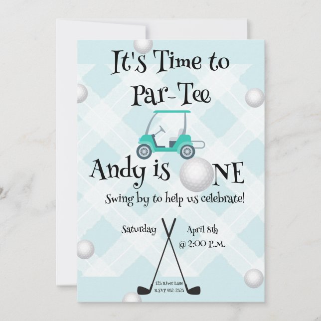 Golf theme birthday bundle inbjudningar (Framsida)