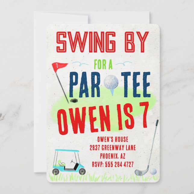 Golf Theme Birthday Party Invitations Inbjudningar (Framsida)
