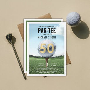 Golf Theme Elegant Modern Classy Manar 50:e födels Inbjudningar
