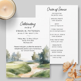 Golf Theme, Firande of Life Funeral Programme Inbjudningar