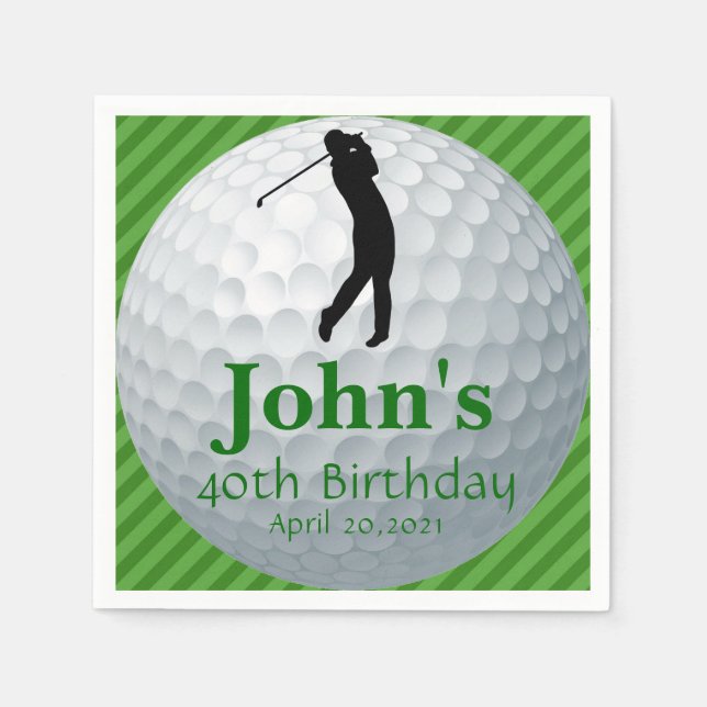 Golf Theme Man's Birthday Personlig Napkin Pappersservett (Framsidan)