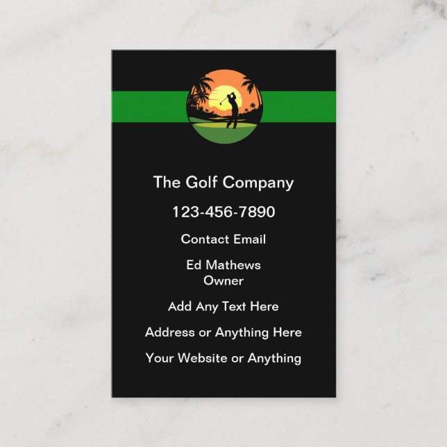 Golf Theme Modern Vertical Business Cards Visitkort (Framsida)