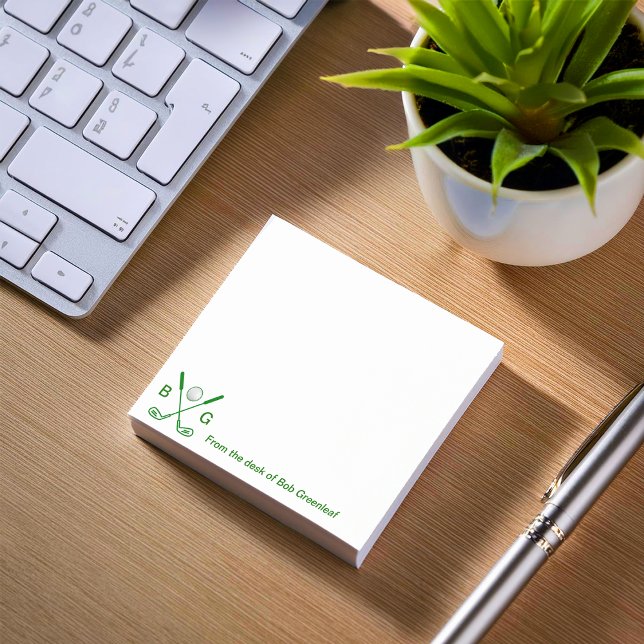 Golf Theme Monogram Post-it Block (Skapare uppladdad)