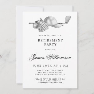 Golf Theme Retirment Party Black White Inbjudningar
