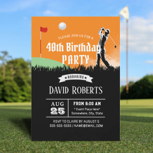 Golf Theme-Vuxen 40:e födelsedagen Party Inbjudningar