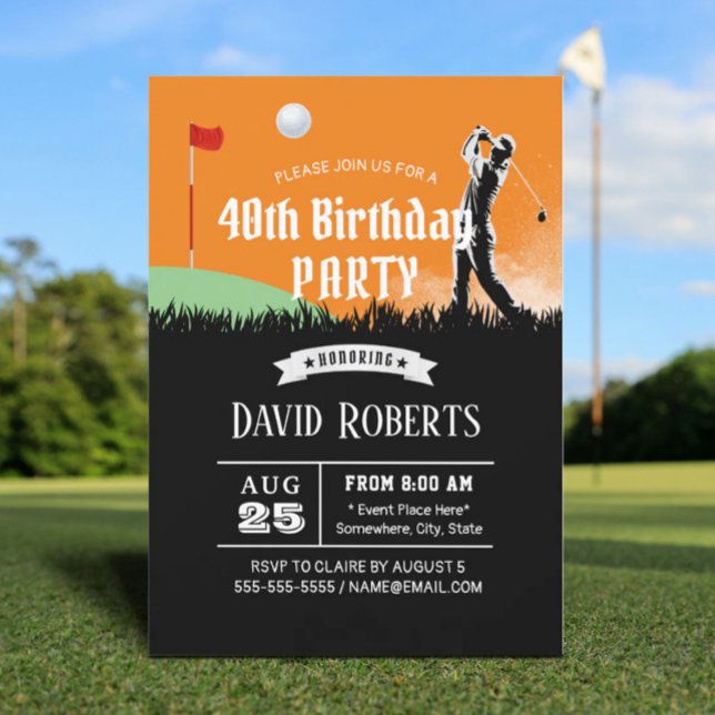 Golf Theme-Vuxen 40:e födelsedagen Party Inbjudningar (Skapare uppladdad)