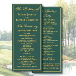 Golf Theme Wedding Order of Service Program