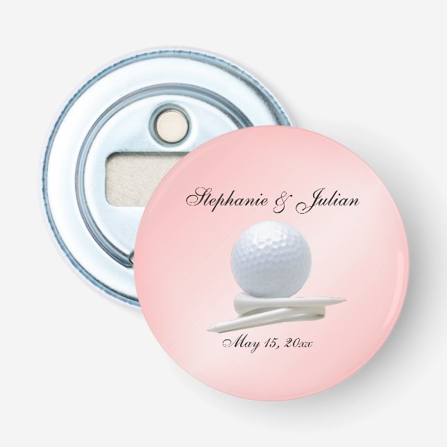 Golf Theme Wedding Pink Matchboxes Flasköppnare (Framsidan)