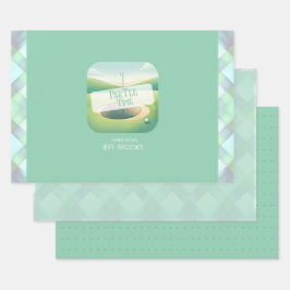 Golf Theme Wrapping Papper Flat Lakan set av 3