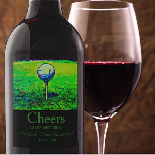 Golf Themed Wedding Wine Labels Vinflaska Etikett
