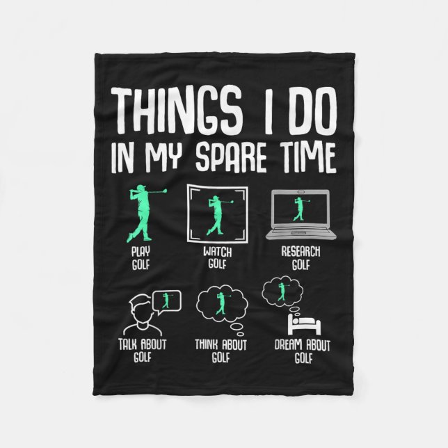 Golf Things I Do In My Spare Time Golfer Kids Boys Fleecefilt (Framsidan)