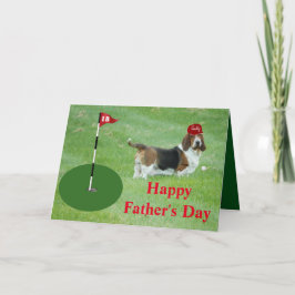 Golf Thned Fars dag Card w/Cute Basset Hound Kort