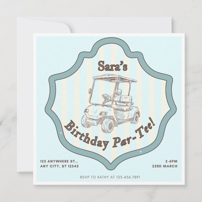 Golf Thned-Födelsedagsfest Inbjudningar (Framsida)