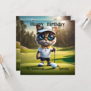 Golf Time: Funny Cat Golf Player, Födelsedagskort Kort