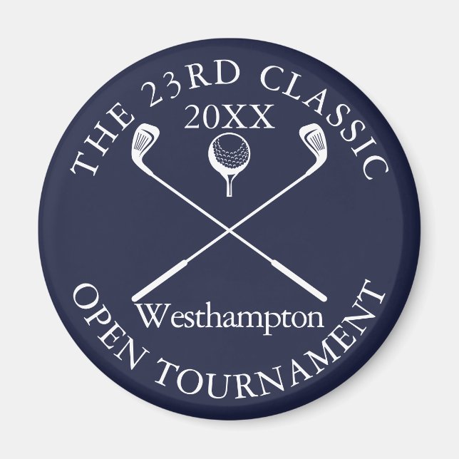 Golf Tournament Classic Event Navy Blue Magnet (Framsidan)