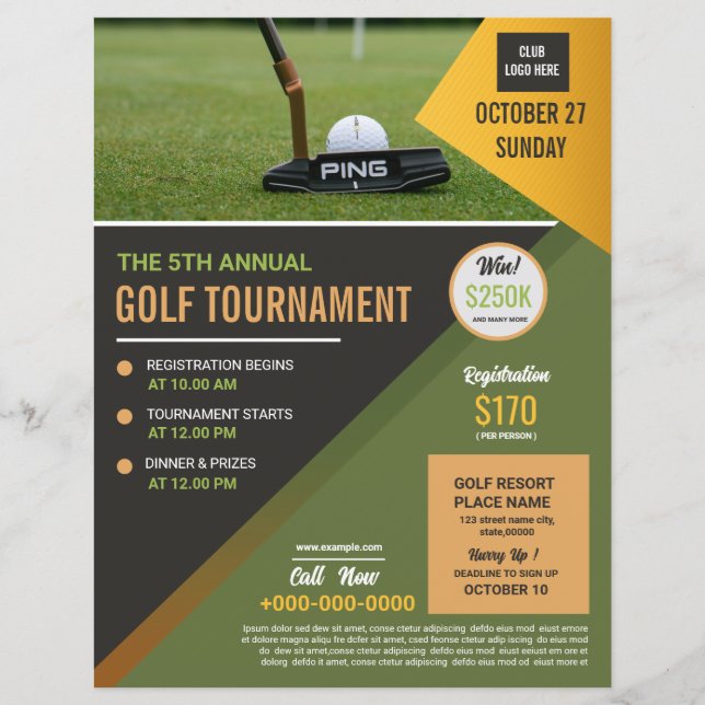 Golf Tournament Flyer-mall (Framsida)