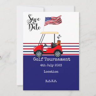 Golf Tournament med flagga i Amerika på grönt Inbjudningar
