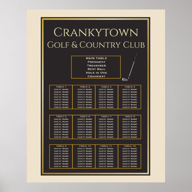 Golf Tournament 🏌 Sittdiagram Poster (Framsidan)