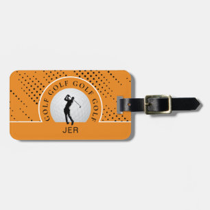 Golf Travel Male Golfer Silhouette Orange & Black Bagagebricka