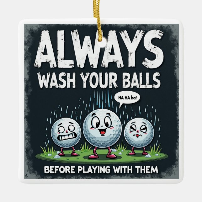 Golf Tvättar ditt Bollar-prydnadsämne Julgransprydnad Keramik (Framsida)