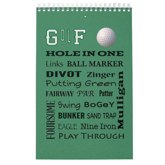 GOLF-typografi 2025 Hanging Wall Kalender (Omslag)