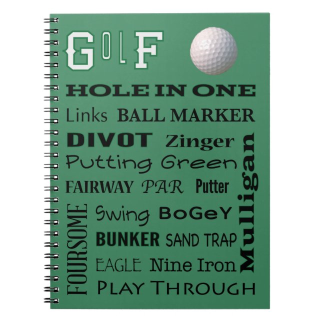 GOLF-typografi Anteckningsbok Med Spiral (Framsidan)