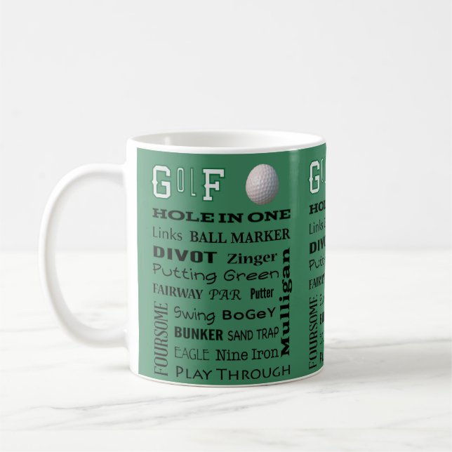 GOLF-typografi för Avid Golfer Kaffemugg (Vänster)