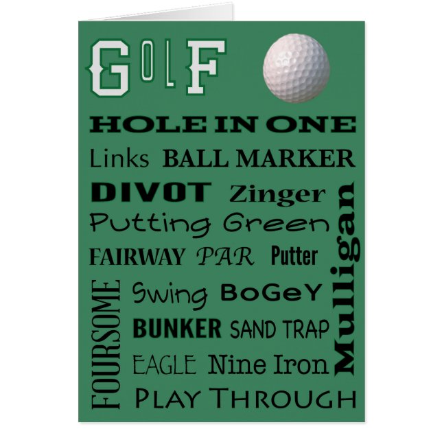 GOLF-typografiskt kort (Framsidan)