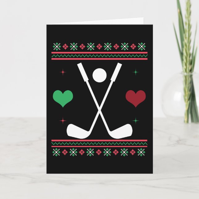 Golf Ugly Christmas Sweater Golfers Xmas Kort (Framsida)