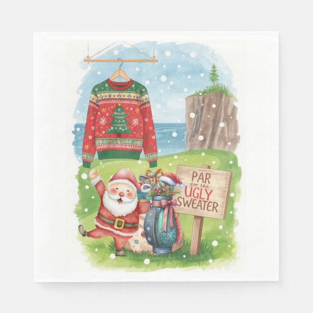 Golf Ugly Sweater Christmas Party  Pappersservett (Framsidan)
