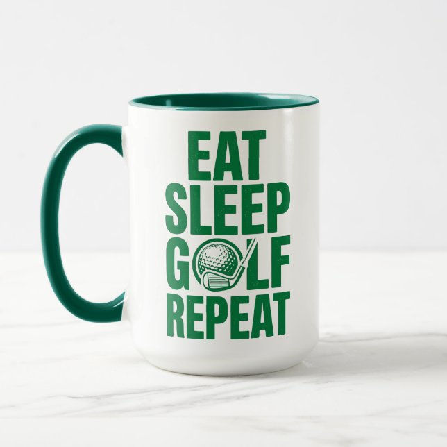 Golf Upprepa Mugg, Ät Sova Golf Rolig Present Kop Mugg (Vänster)
