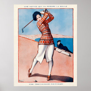 Golf-utskrift för Fransken i vintage 1920 Poster