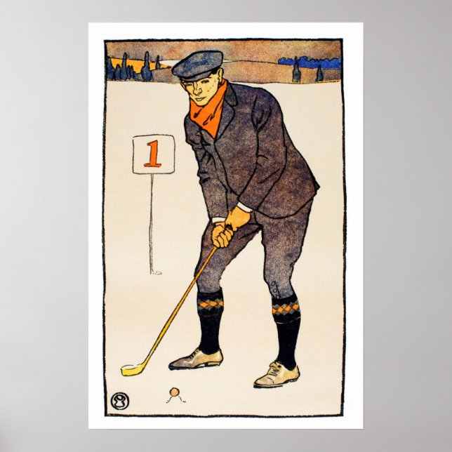 Golf-utskrift för vintage 1900 poster (Framsidan)